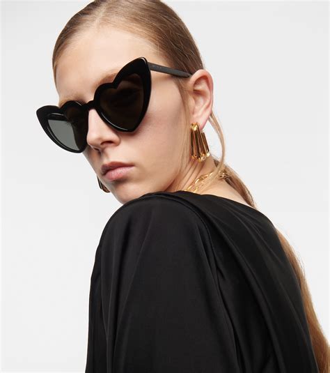 ysl black loulou heart shaped sunglasses|Black SL 181 Loulou Sunglasses by Saint Laurent on .